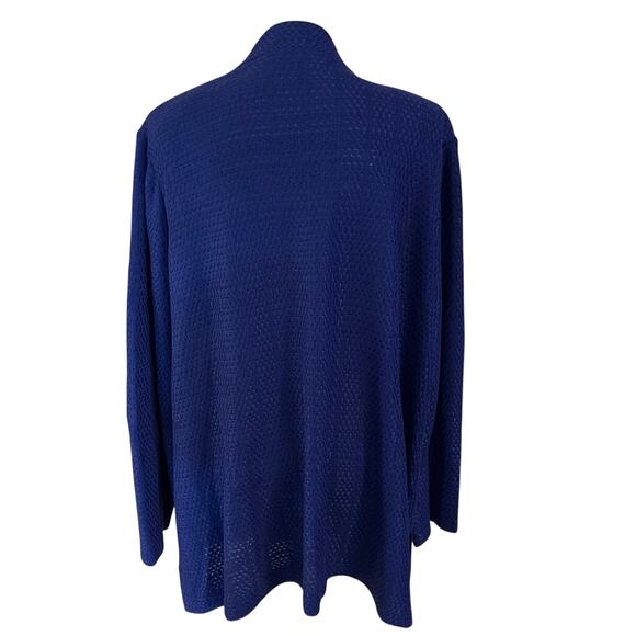 Ming Wang Plus Size 2X Textured Cardigan Sweater Blue FLAWS - Picture 2 of 6